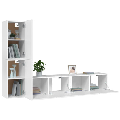 -Delige Tv-Meubelset Bewerkt Hout 4 80 x 30 x 30 cm Wit