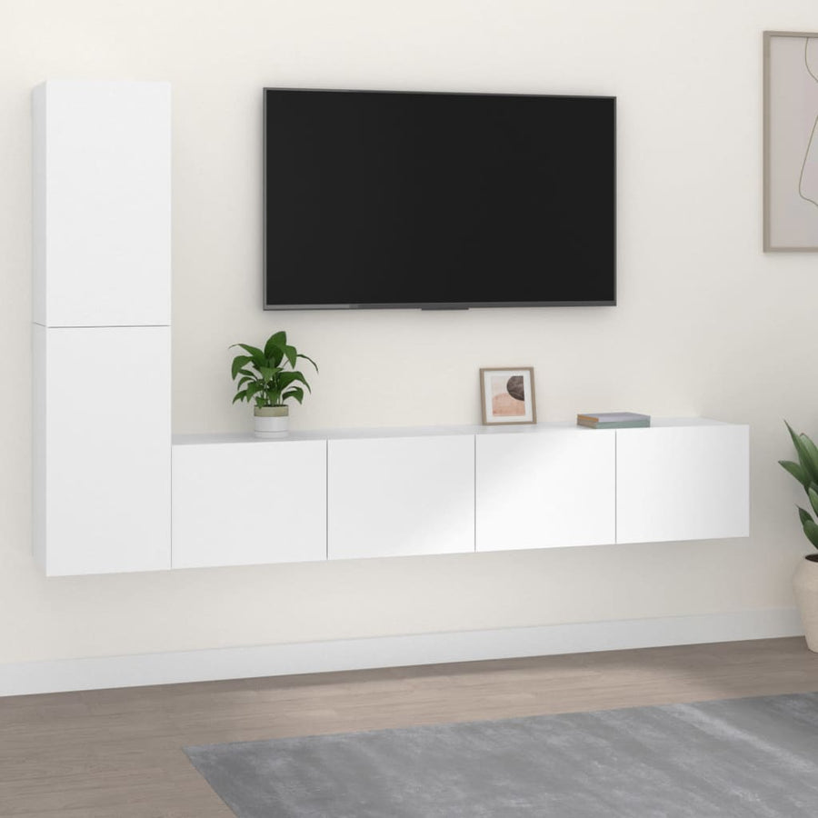 -Delige Tv-Meubelset Bewerkt Hout 4 80 x 30 x 30 cm Wit