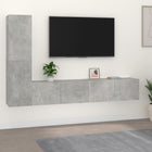 Tv-meubelset 4-delig bewerkt hout betongrijs