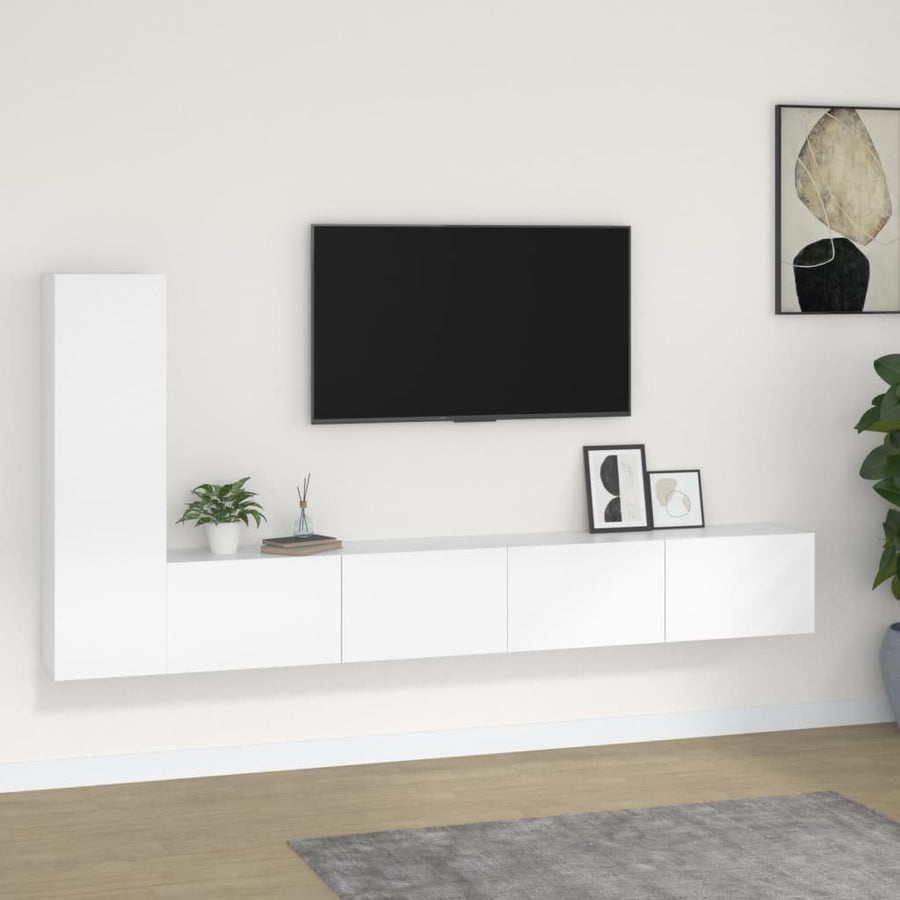 -Delige Tv-Meubelset Bewerkt Hout 3 100 x 30 x 30 cm Wit