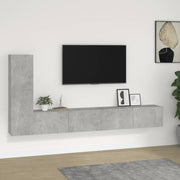 Tv-meubelset 3-delig bewerkt hout betongrijs