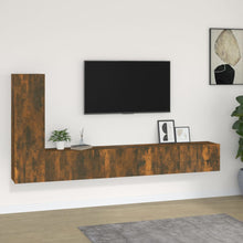 -Delige Tv-Meubelset Bewerkt Hout Kleurig 3 100 x 30 x 30 cm Gerookt eiken
