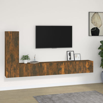 -Delige Tv-Meubelset Bewerkt Hout Kleurig 3 100 x 30 x 30 cm Gerookt eiken