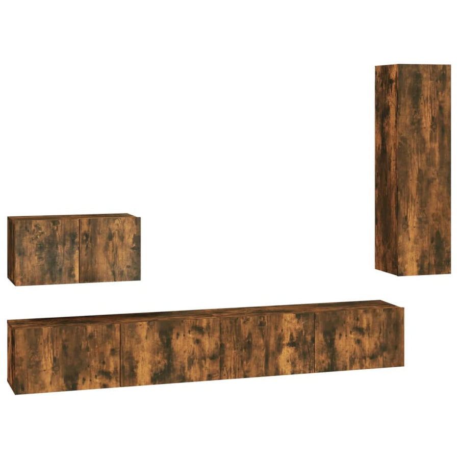-Delige Tv-Meubelset Bewerkt Hout Kleurig 30.5 x 30 x 110 cm Gerookt eiken