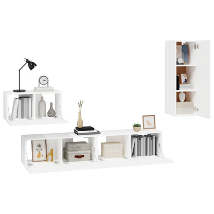 4-Delige Tv-Meubelset Bewerkt Hout 90 cm
