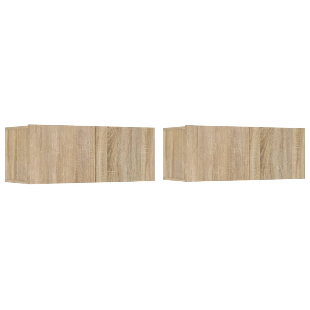 4-Delige Tv-Meubelset Bewerkt Hout Kleurig 90 cm Sonoma eiken