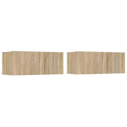4-Delige Tv-Meubelset Bewerkt Hout Kleurig 90 cm Sonoma eiken