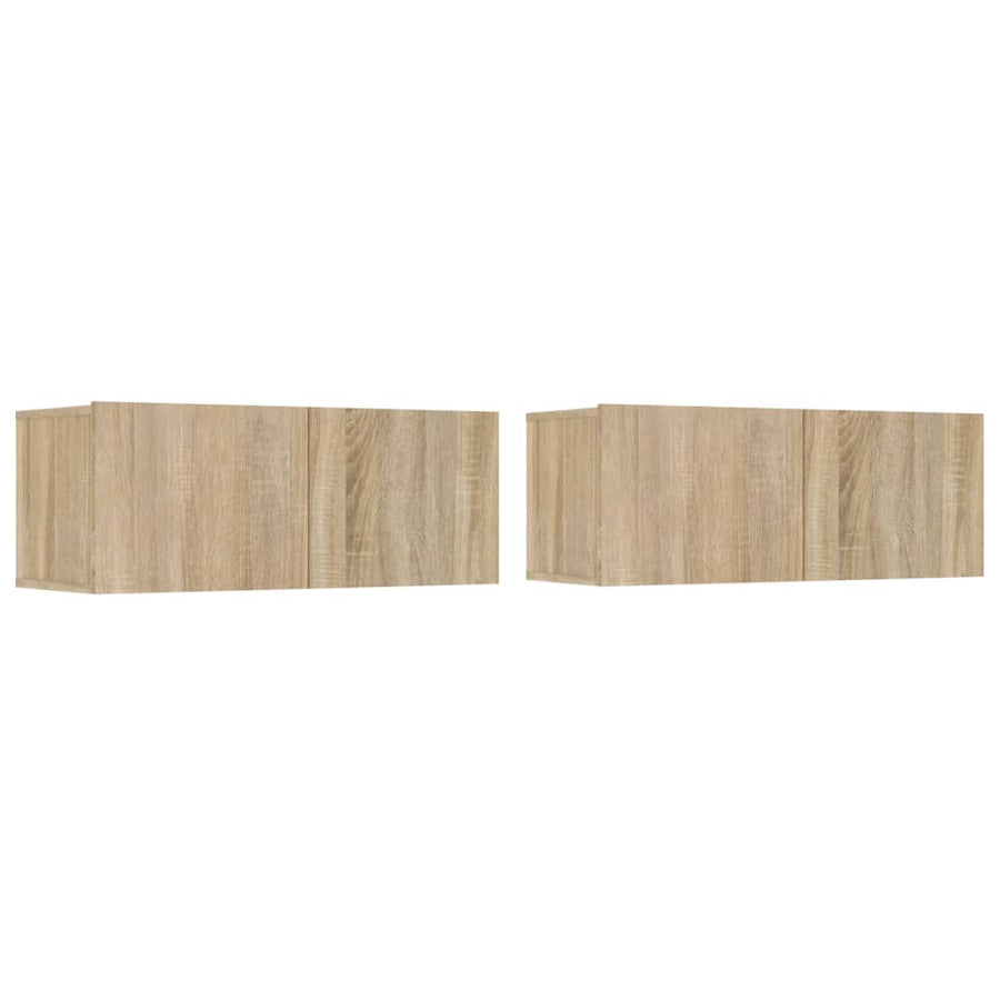 4-Delige Tv-Meubelset Bewerkt Hout Kleurig 90 cm Sonoma eiken