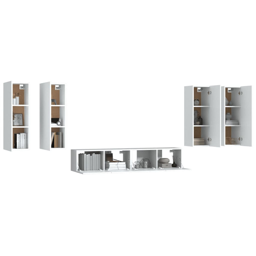 -Delige Tv-Meubelset Bewerkt Hout 30.5 x 30 x 90 cm Wit
