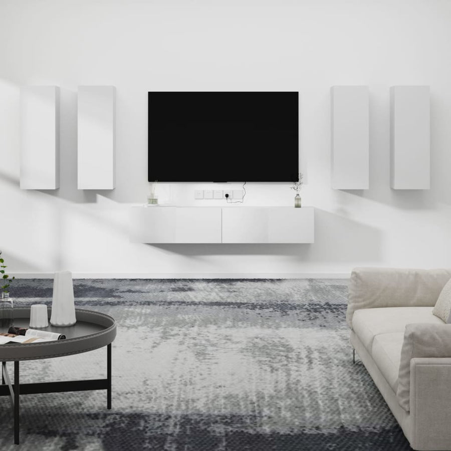 -Delige Tv-Meubelset Bewerkt Hout 30.5 x 30 x 90 cm Wit