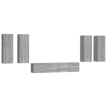 6-Delige Tv-Meubelset Bewerkt Hout Grijs Sonoma Eikenkleurig 30.5 x 30 x 90 cm