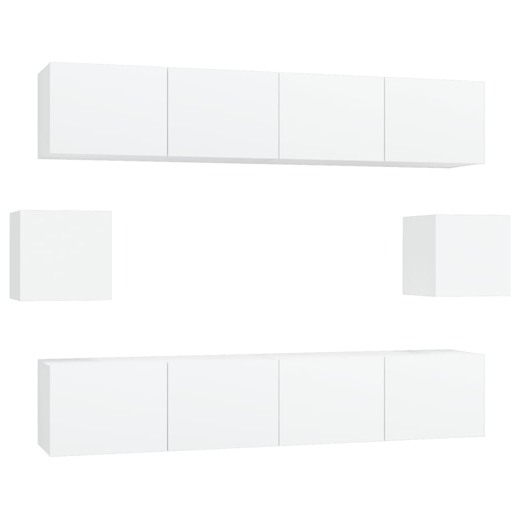 -Delige Tv-Meubelset Bewerkt Hout 80 x 30 x 30 cm Wit