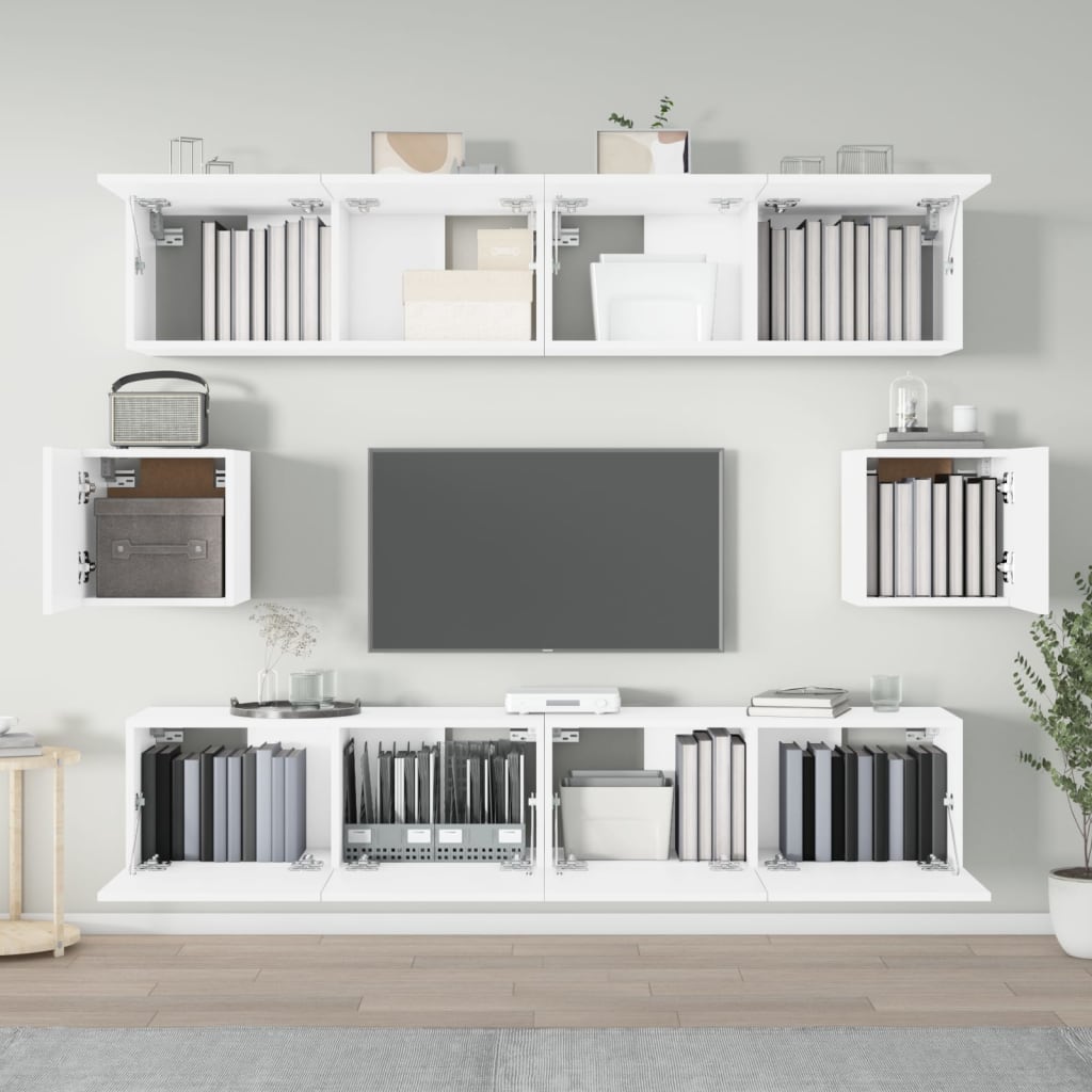-Delige Tv-Meubelset Bewerkt Hout 80 x 30 x 30 cm Wit