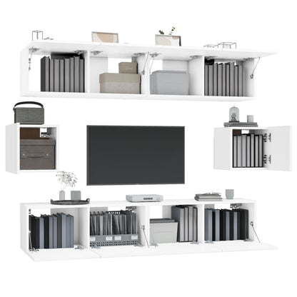 -Delige Tv-Meubelset Bewerkt Hout 80 x 30 x 30 cm Wit