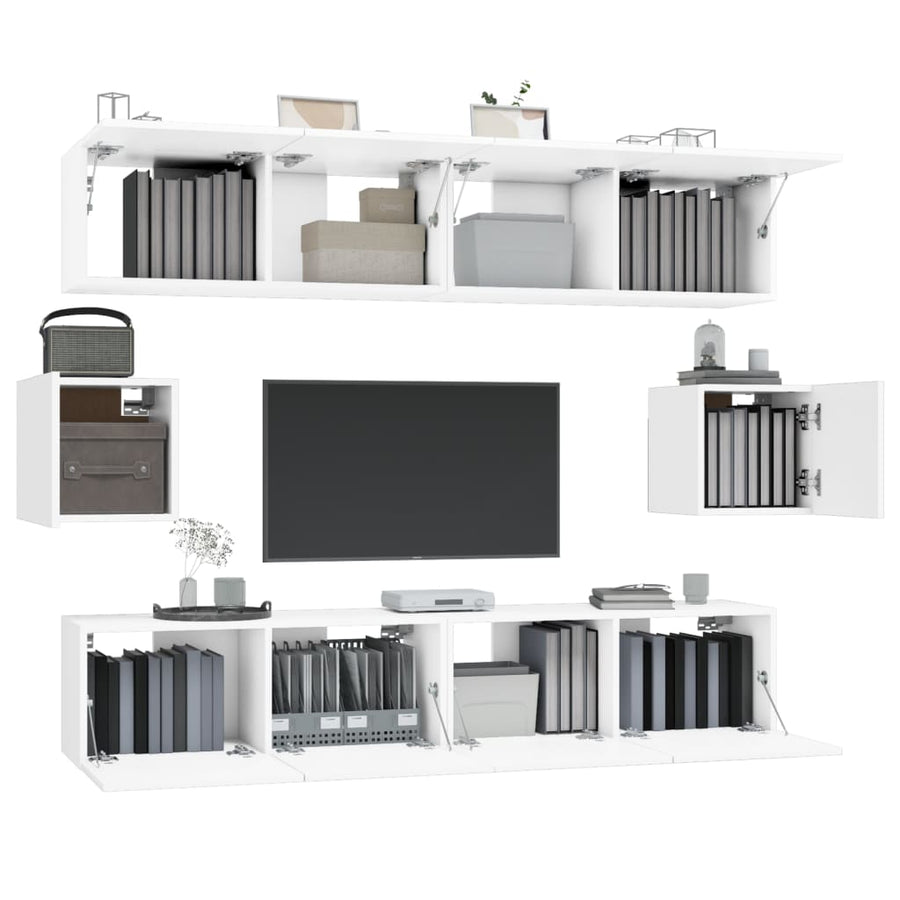 -Delige Tv-Meubelset Bewerkt Hout 80 x 30 x 30 cm Wit