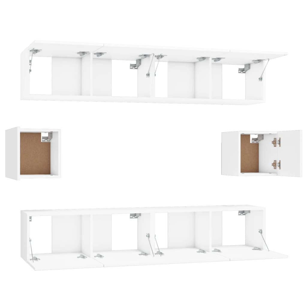 -Delige Tv-Meubelset Bewerkt Hout 80 x 30 x 30 cm Wit
