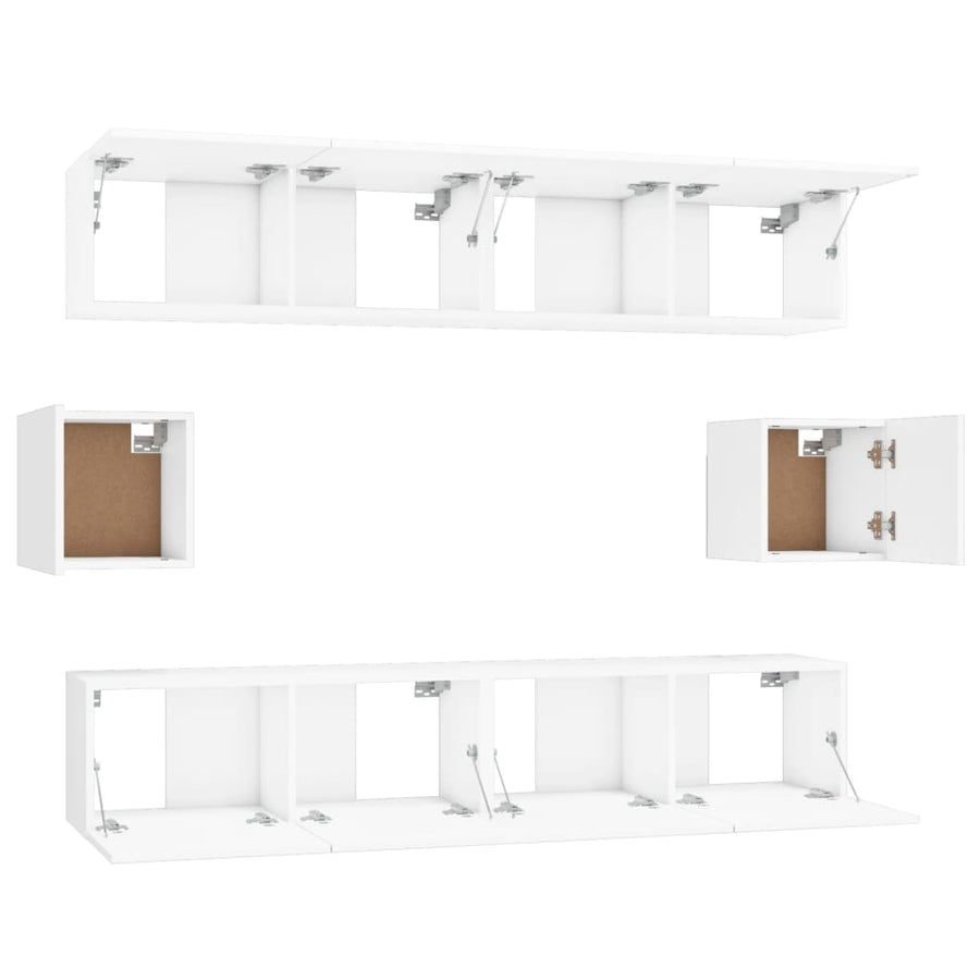 -Delige Tv-Meubelset Bewerkt Hout 80 x 30 x 30 cm Wit