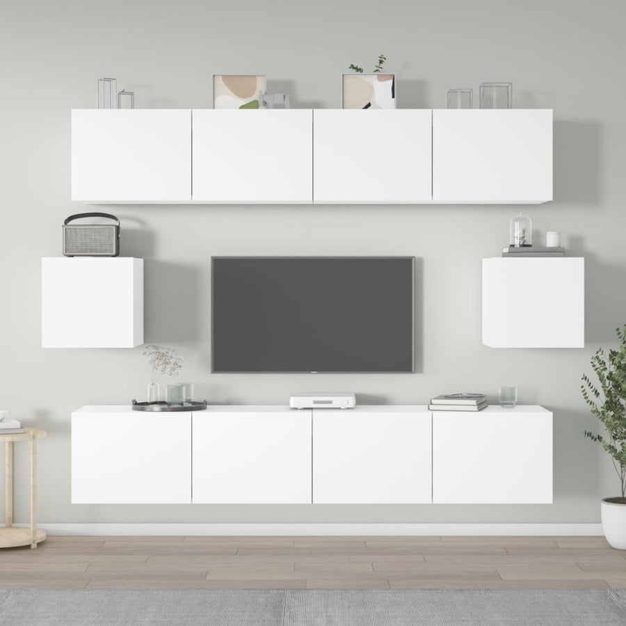 -Delige Tv-Meubelset Bewerkt Hout 80 x 30 x 30 cm Wit