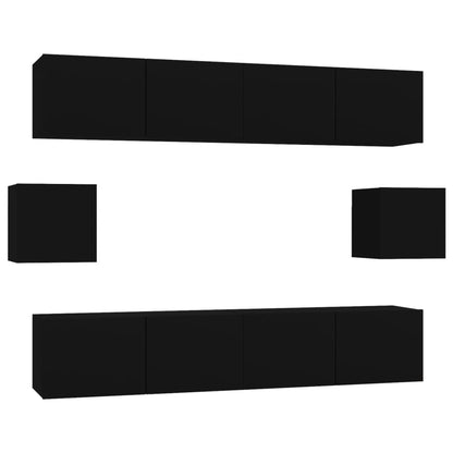 -Delige Tv-Meubelset Bewerkt Hout 80 x 30 x 30 cm Zwart