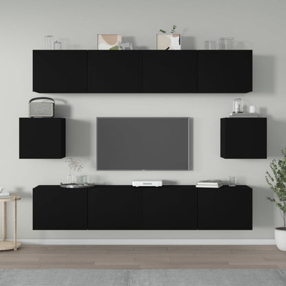-Delige Tv-Meubelset Bewerkt Hout 80 x 30 x 30 cm Zwart