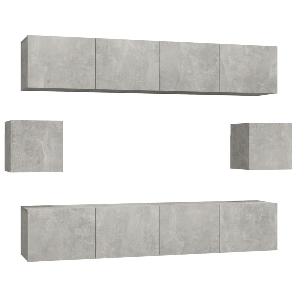 -Delige Tv-Meubelset Bewerkt Hout 80 x 30 x 30 cm Betongrijs