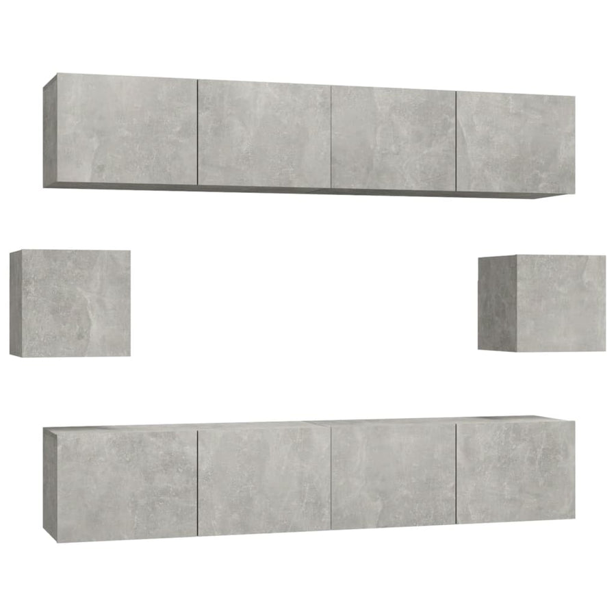 -Delige Tv-Meubelset Bewerkt Hout 80 x 30 x 30 cm Betongrijs