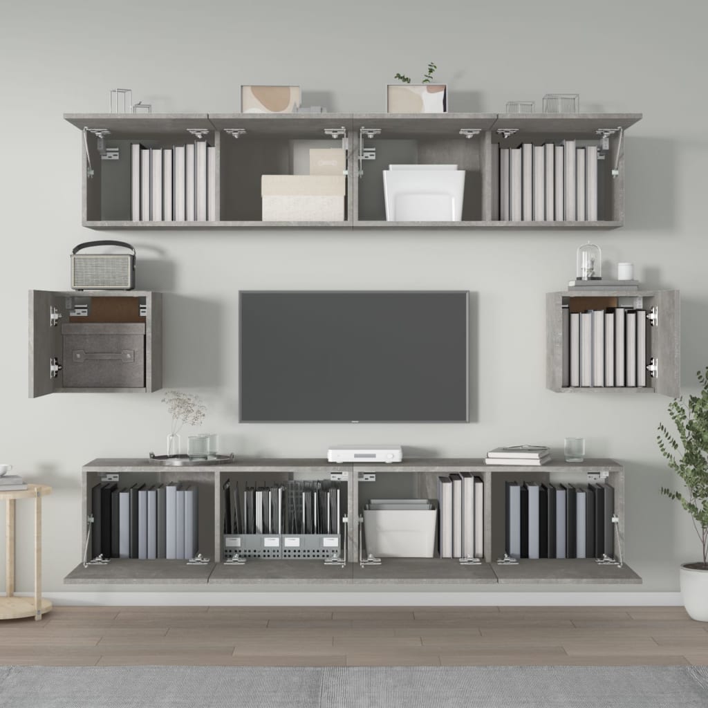 -Delige Tv-Meubelset Bewerkt Hout 80 x 30 x 30 cm Betongrijs