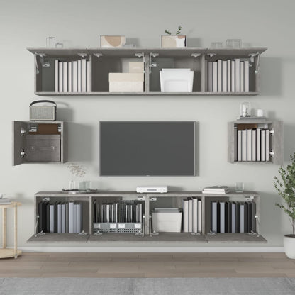 -Delige Tv-Meubelset Bewerkt Hout 80 x 30 x 30 cm Betongrijs