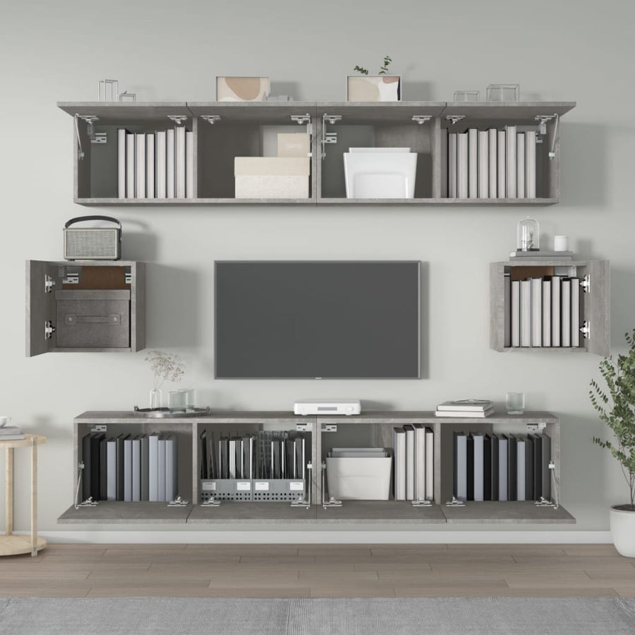 -Delige Tv-Meubelset Bewerkt Hout 80 x 30 x 30 cm Betongrijs