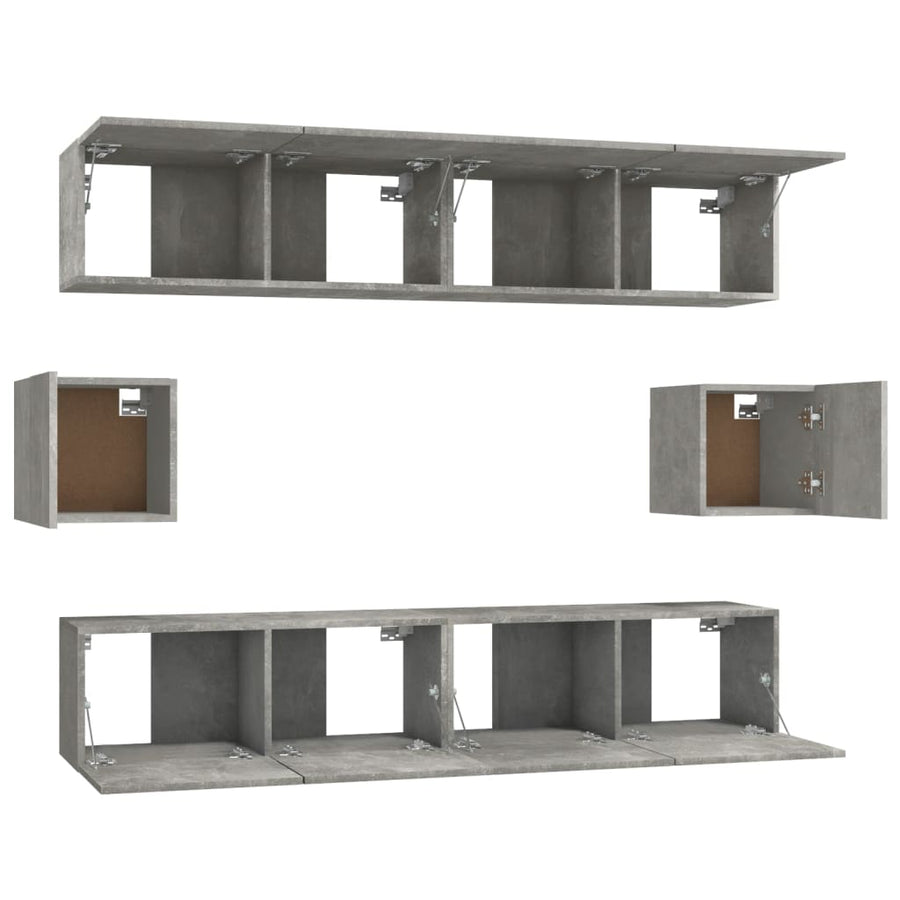 -Delige Tv-Meubelset Bewerkt Hout 80 x 30 x 30 cm Betongrijs