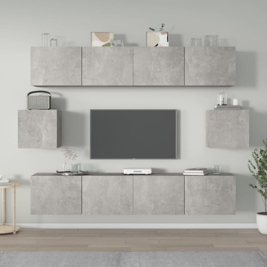 -Delige Tv-Meubelset Bewerkt Hout 80 x 30 x 30 cm Betongrijs