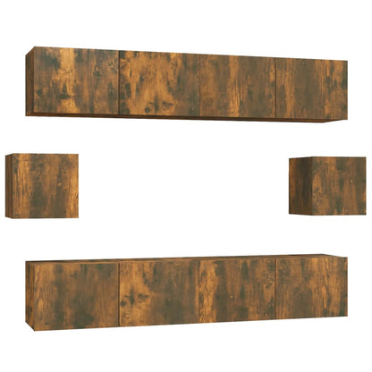 6-Delige Tv-Meubelset Bewerkt Hout Kleurig 80 cm