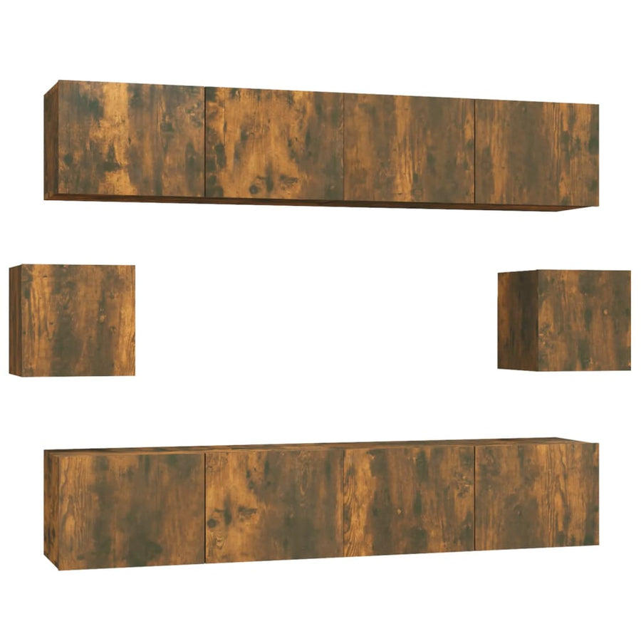 6-Delige Tv-Meubelset Bewerkt Hout Kleurig 80 cm