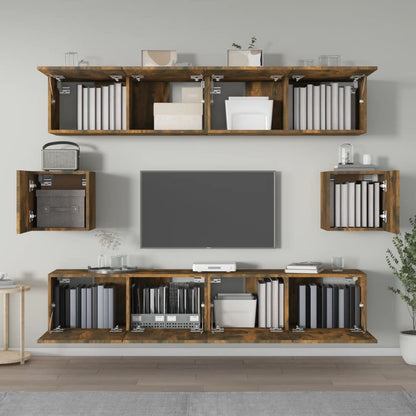 6-Delige Tv-Meubelset Bewerkt Hout Kleurig 80 cm