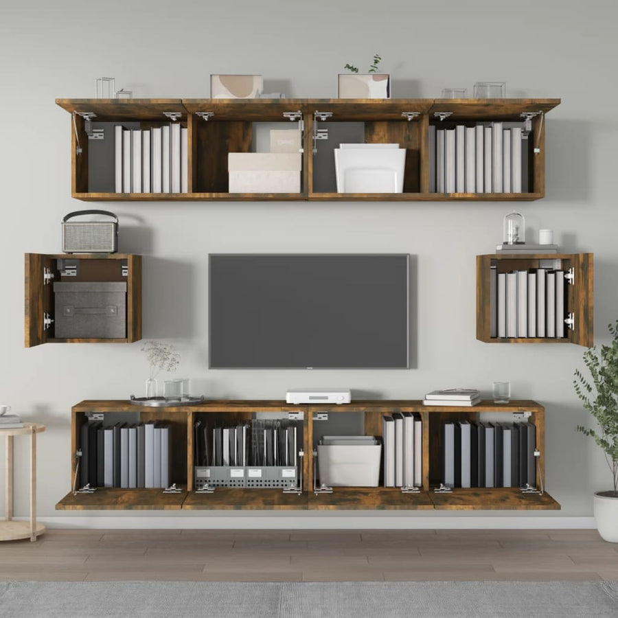 6-Delige Tv-Meubelset Bewerkt Hout Kleurig 80 cm