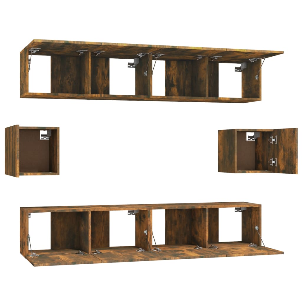 6-Delige Tv-Meubelset Bewerkt Hout Kleurig 80 cm