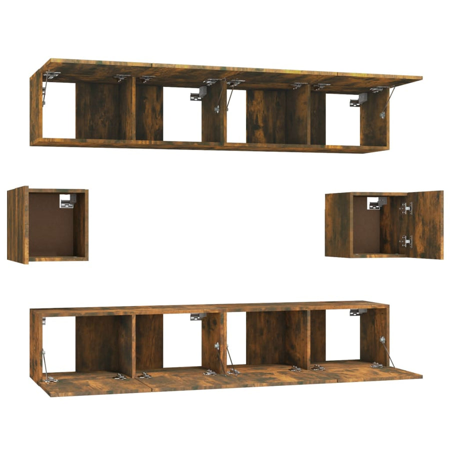 6-Delige Tv-Meubelset Bewerkt Hout Kleurig 80 cm