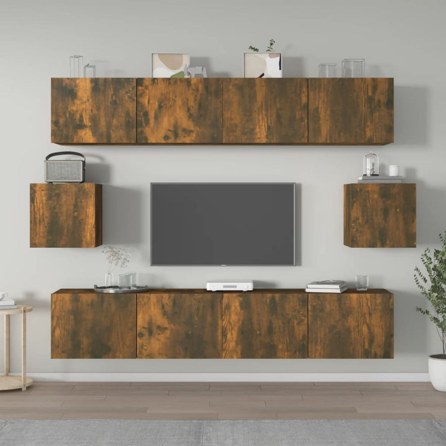 6-Delige Tv-Meubelset Bewerkt Hout Kleurig 80 cm
