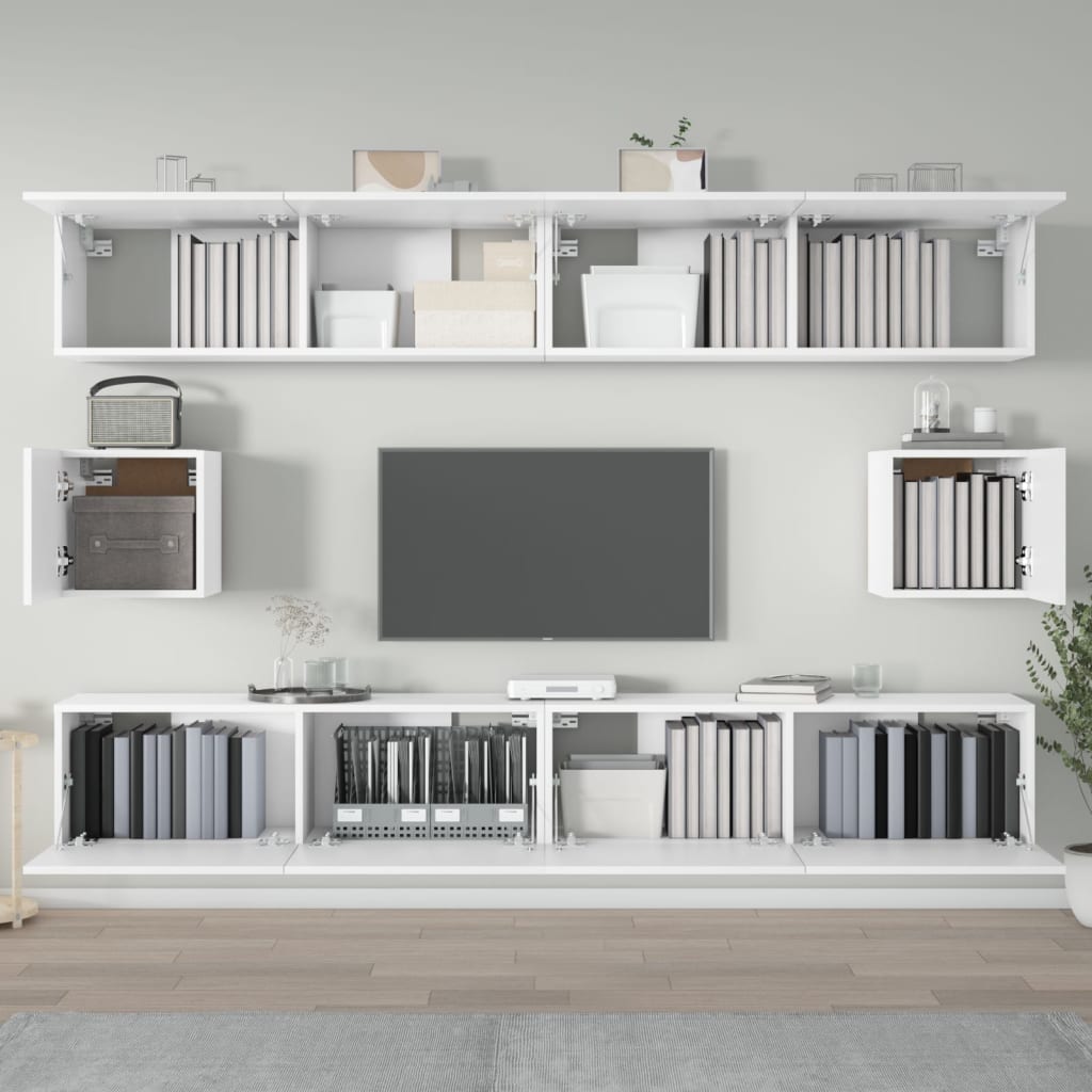 -Delige Tv-Meubelset Bewerkt Hout 100 x 30 x 30 cm Wit