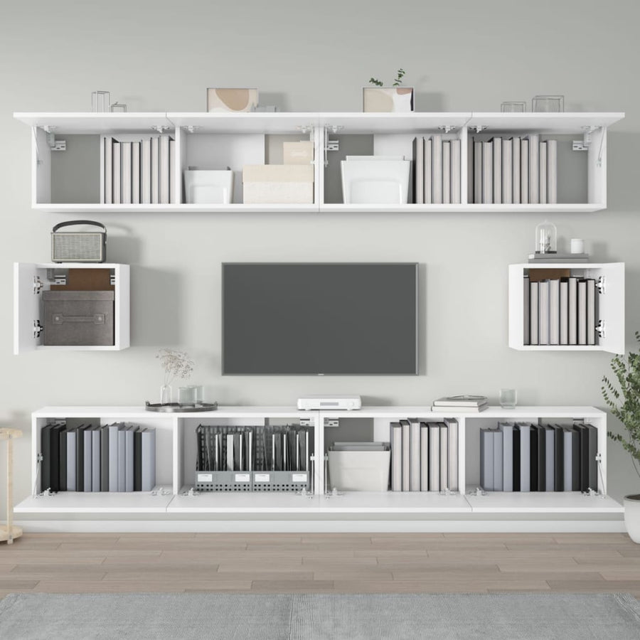 -Delige Tv-Meubelset Bewerkt Hout 100 x 30 x 30 cm Wit