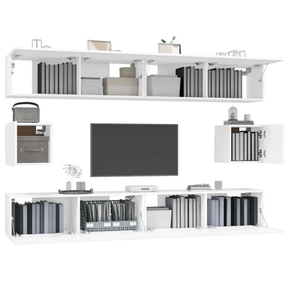 -Delige Tv-Meubelset Bewerkt Hout 100 x 30 x 30 cm Wit
