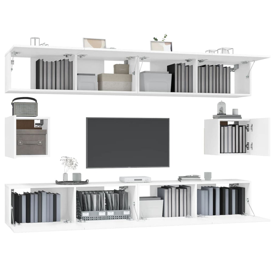 -Delige Tv-Meubelset Bewerkt Hout 100 x 30 x 30 cm Wit