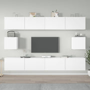 6-piece TV cabinet set, engineered wood, white