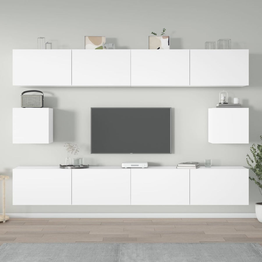 -Delige Tv-Meubelset Bewerkt Hout 100 x 30 x 30 cm Wit