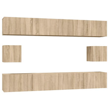 6-Delige Tv-Meubelset Bewerkt Hout Kleurig 100 cm Sonoma eiken