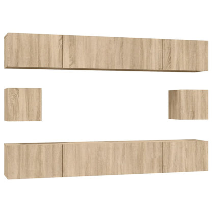 6-Delige Tv-Meubelset Bewerkt Hout Kleurig 100 cm Sonoma eiken