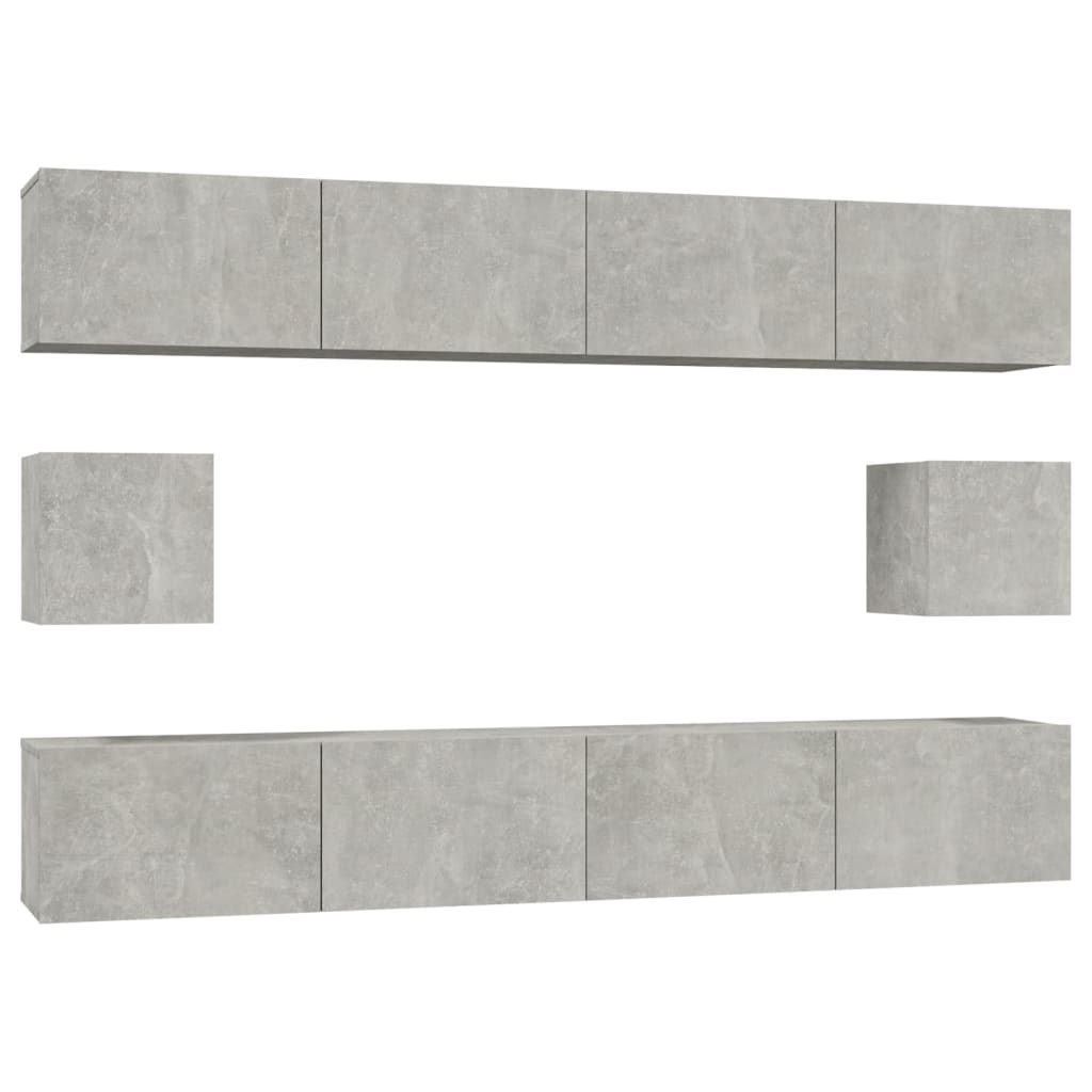 -Delige Tv-Meubelset Bewerkt Hout 100 x 30 x 30 cm Betongrijs