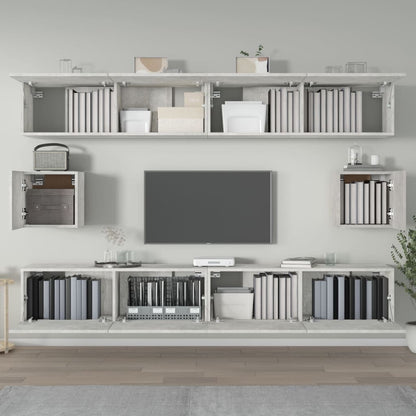 -Delige Tv-Meubelset Bewerkt Hout 100 x 30 x 30 cm Betongrijs