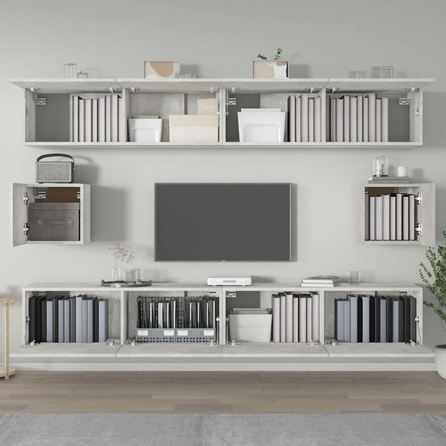 -Delige Tv-Meubelset Bewerkt Hout 100 x 30 x 30 cm Betongrijs