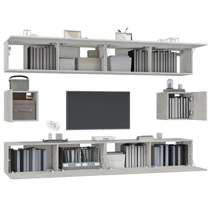 -Delige Tv-Meubelset Bewerkt Hout 100 x 30 x 30 cm Betongrijs